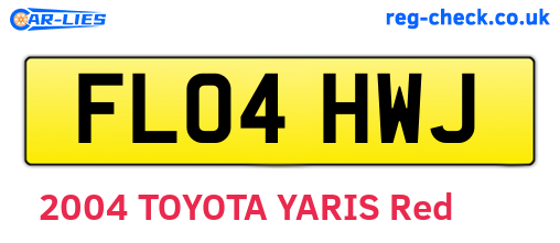 FL04HWJ are the vehicle registration plates.