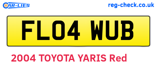 FL04WUB are the vehicle registration plates.
