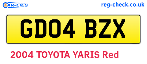 GD04BZX are the vehicle registration plates.