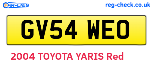 GV54WEO are the vehicle registration plates.