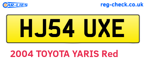 HJ54UXE are the vehicle registration plates.