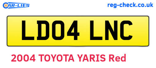 LD04LNC are the vehicle registration plates.