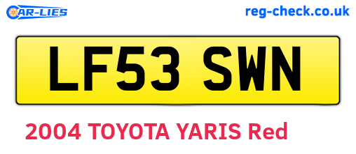 LF53SWN are the vehicle registration plates.