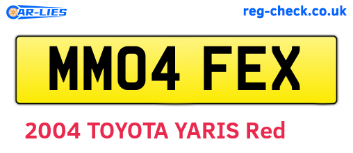 MM04FEX are the vehicle registration plates.