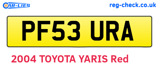 PF53URA are the vehicle registration plates.
