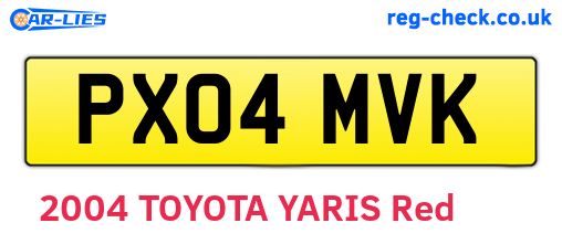 PX04MVK are the vehicle registration plates.