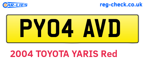 PY04AVD are the vehicle registration plates.