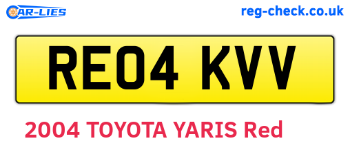 RE04KVV are the vehicle registration plates.