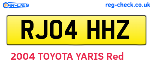 RJ04HHZ are the vehicle registration plates.