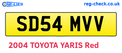 SD54MVV are the vehicle registration plates.