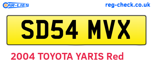 SD54MVX are the vehicle registration plates.