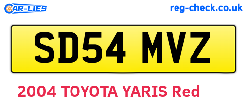 SD54MVZ are the vehicle registration plates.