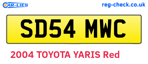 SD54MWC are the vehicle registration plates.