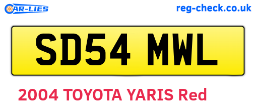 SD54MWL are the vehicle registration plates.