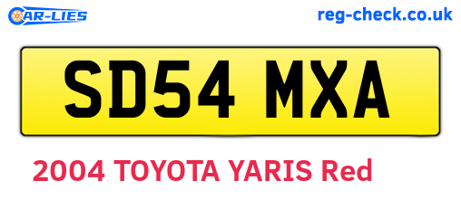 SD54MXA are the vehicle registration plates.