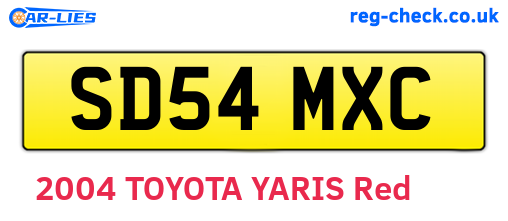 SD54MXC are the vehicle registration plates.