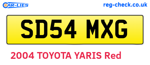 SD54MXG are the vehicle registration plates.