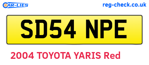 SD54NPE are the vehicle registration plates.