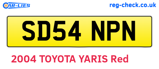 SD54NPN are the vehicle registration plates.