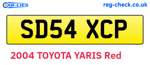 SD54XCP are the vehicle registration plates.