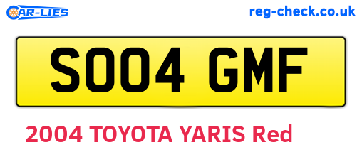 SO04GMF are the vehicle registration plates.