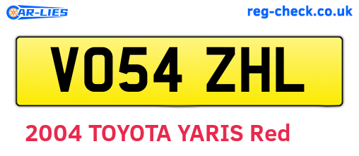 VO54ZHL are the vehicle registration plates.