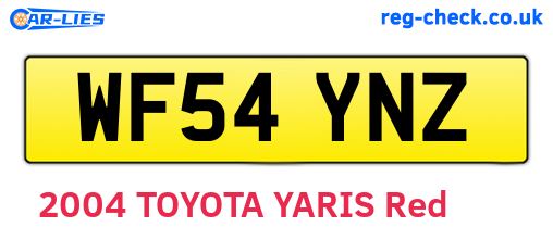 WF54YNZ are the vehicle registration plates.