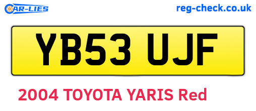 YB53UJF are the vehicle registration plates.