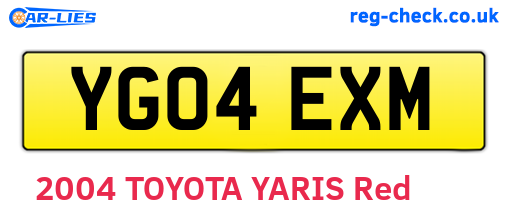 YG04EXM are the vehicle registration plates.