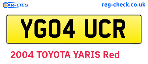 YG04UCR are the vehicle registration plates.
