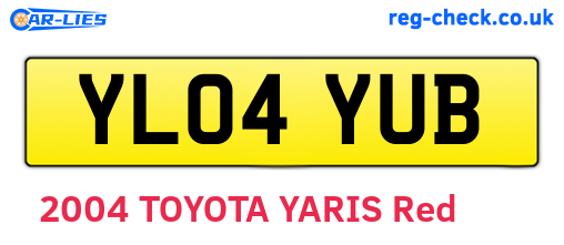 YL04YUB are the vehicle registration plates.