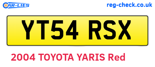 YT54RSX are the vehicle registration plates.