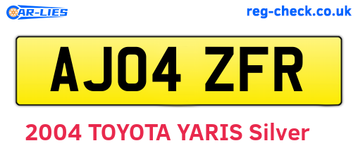 AJ04ZFR are the vehicle registration plates.