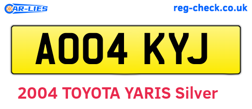 AO04KYJ are the vehicle registration plates.