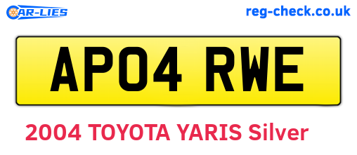 AP04RWE are the vehicle registration plates.
