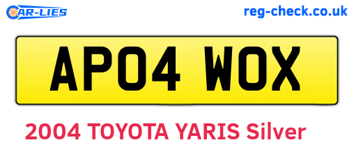 AP04WOX are the vehicle registration plates.