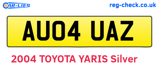 AU04UAZ are the vehicle registration plates.