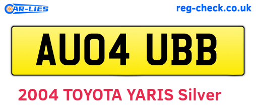 AU04UBB are the vehicle registration plates.