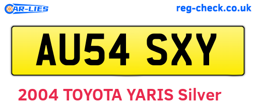 AU54SXY are the vehicle registration plates.