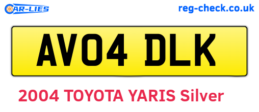 AV04DLK are the vehicle registration plates.