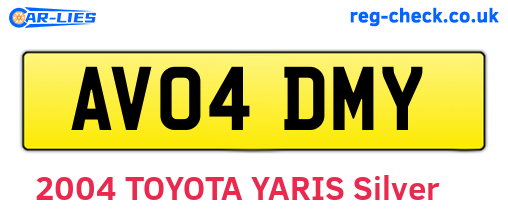 AV04DMY are the vehicle registration plates.