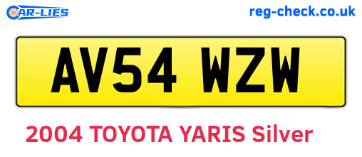 AV54WZW are the vehicle registration plates.