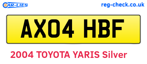 AX04HBF are the vehicle registration plates.