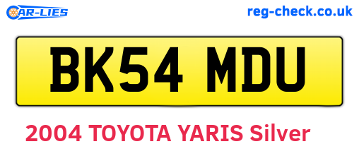 BK54MDU are the vehicle registration plates.