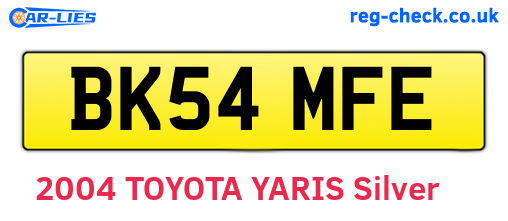 BK54MFE are the vehicle registration plates.