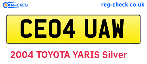 CE04UAW are the vehicle registration plates.