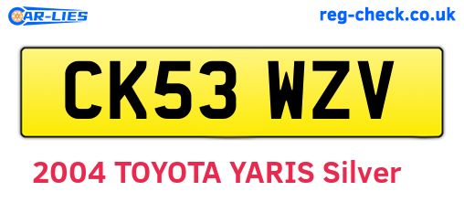 CK53WZV are the vehicle registration plates.