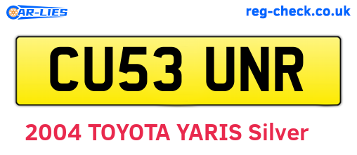 CU53UNR are the vehicle registration plates.