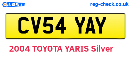 CV54YAY are the vehicle registration plates.