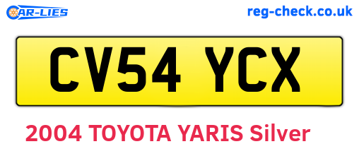CV54YCX are the vehicle registration plates.